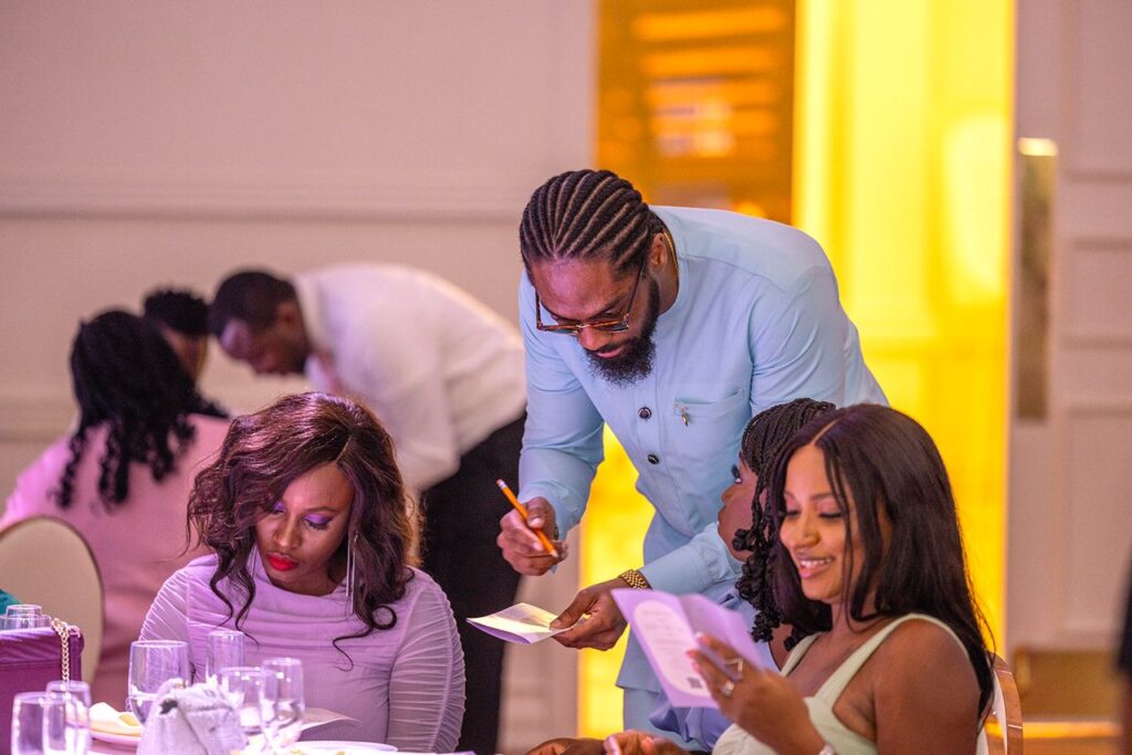 Guests at a wedding reception