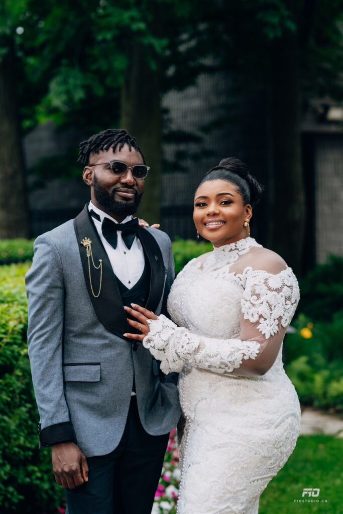 A Couple in their ceremony outfit