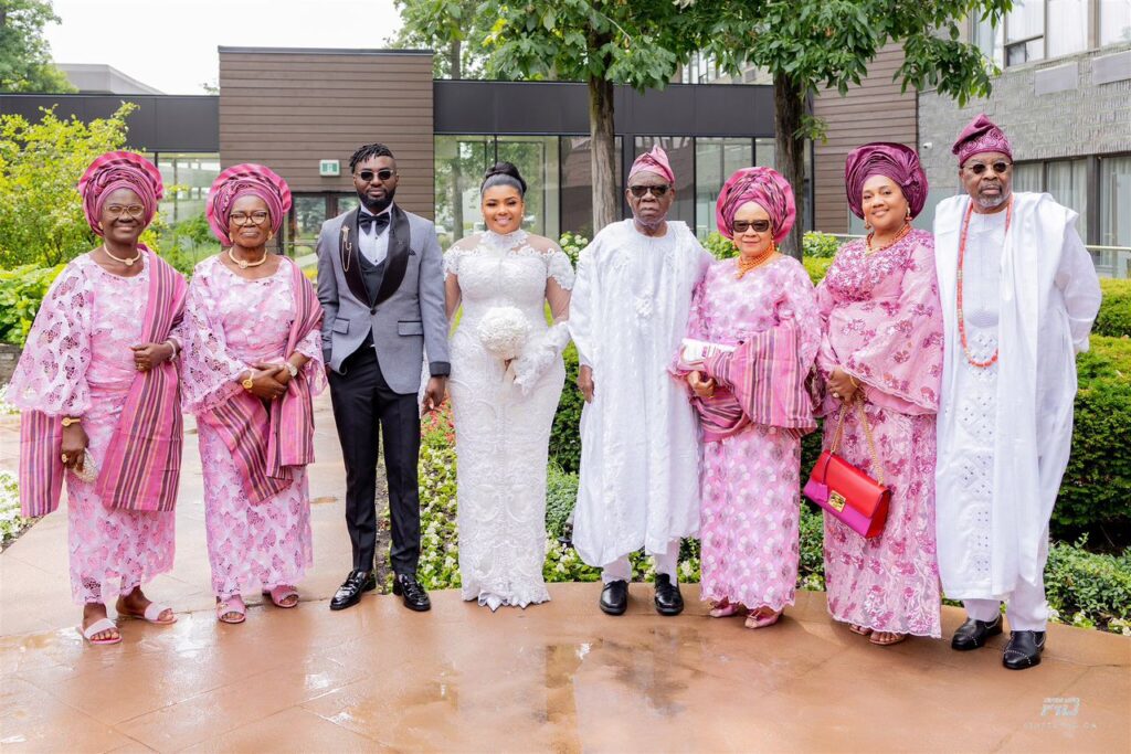 The couple and family