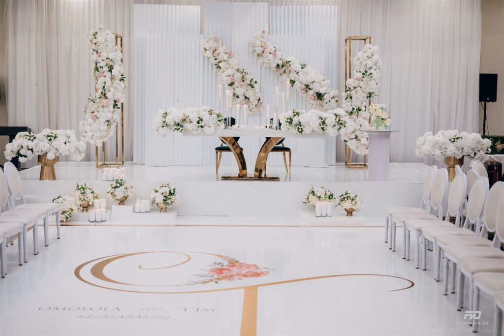 Wedding decor with floor wrapping