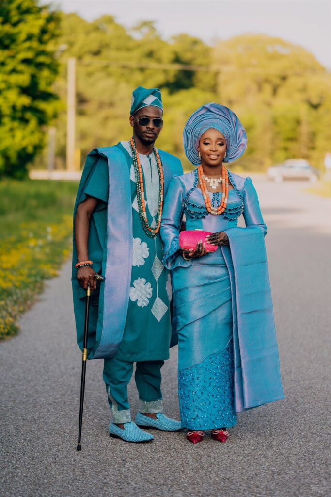 A couple in their traditional outfit