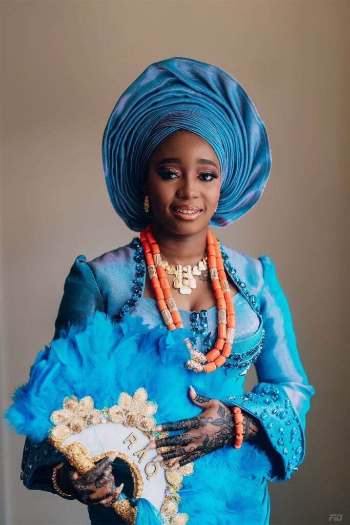 A muslim bride in her traditional outfit