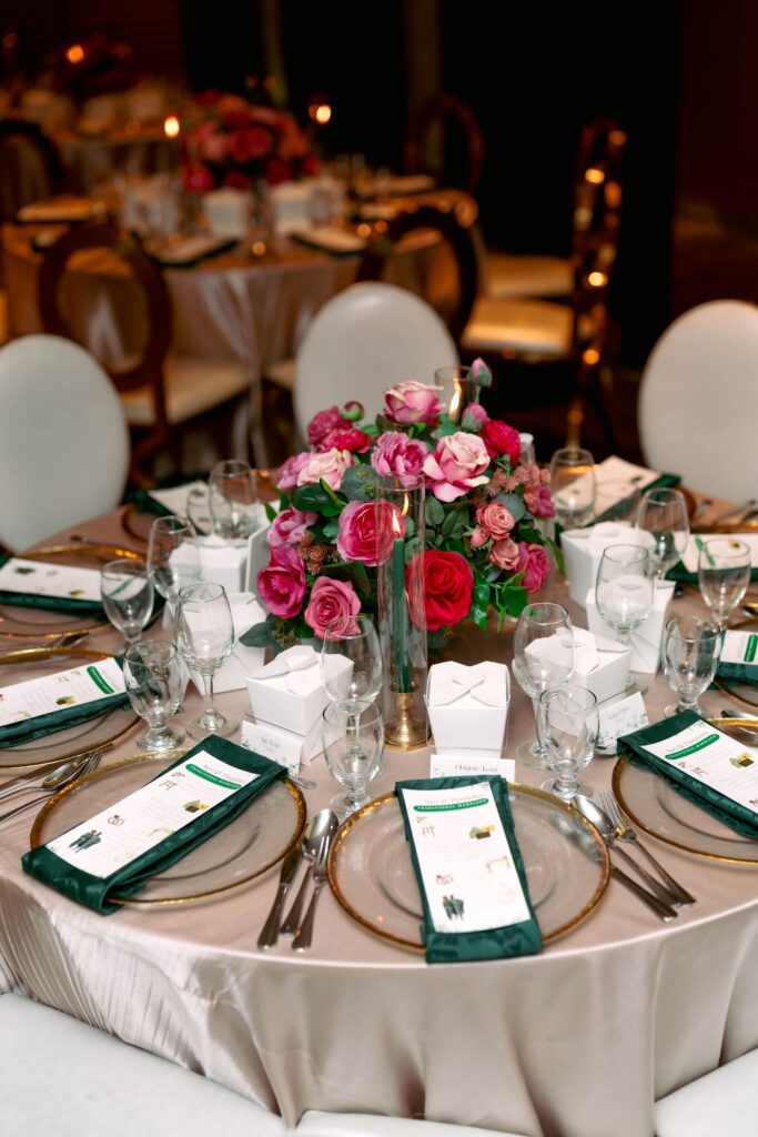 Green, Pink and Gold decor accents